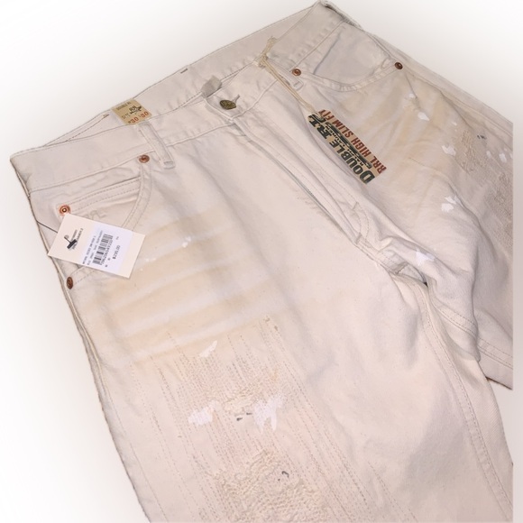 RRL DoubleRL Ralph Lauren High Slim Cream Beige Straight Cowboy Jeans 30x30 Pant - Picture 11 of 13